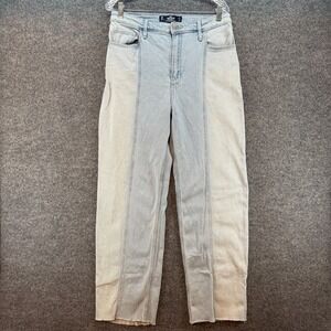 Hollister Jeans Womens 31 Blue Patchwork Ultra High Rise Wide Leg Dad Jean 90s